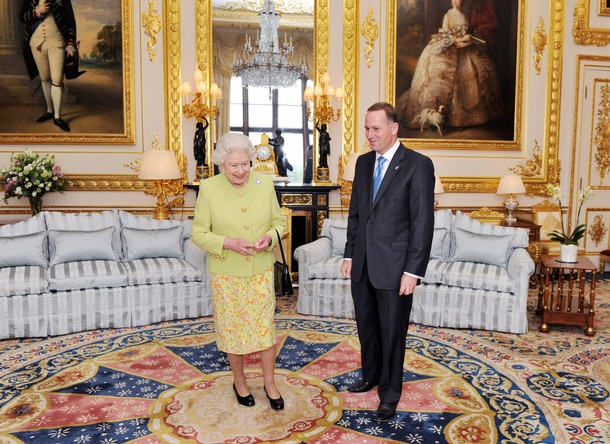 Mr Key with the Queen